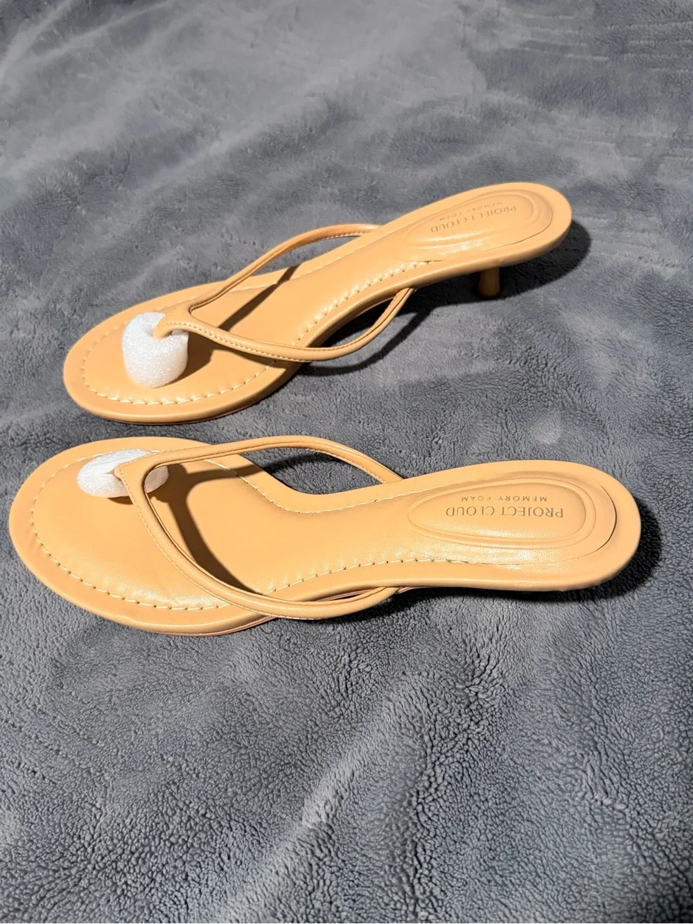 Project Cloud Tan Kitten-Heel Thong Sandals